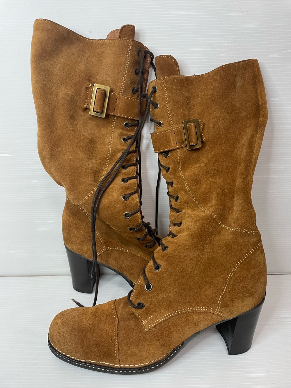 Jei Jei Tartufoli Tall Suede Leather Boots Lace Up Size 39 US 9 Narrow